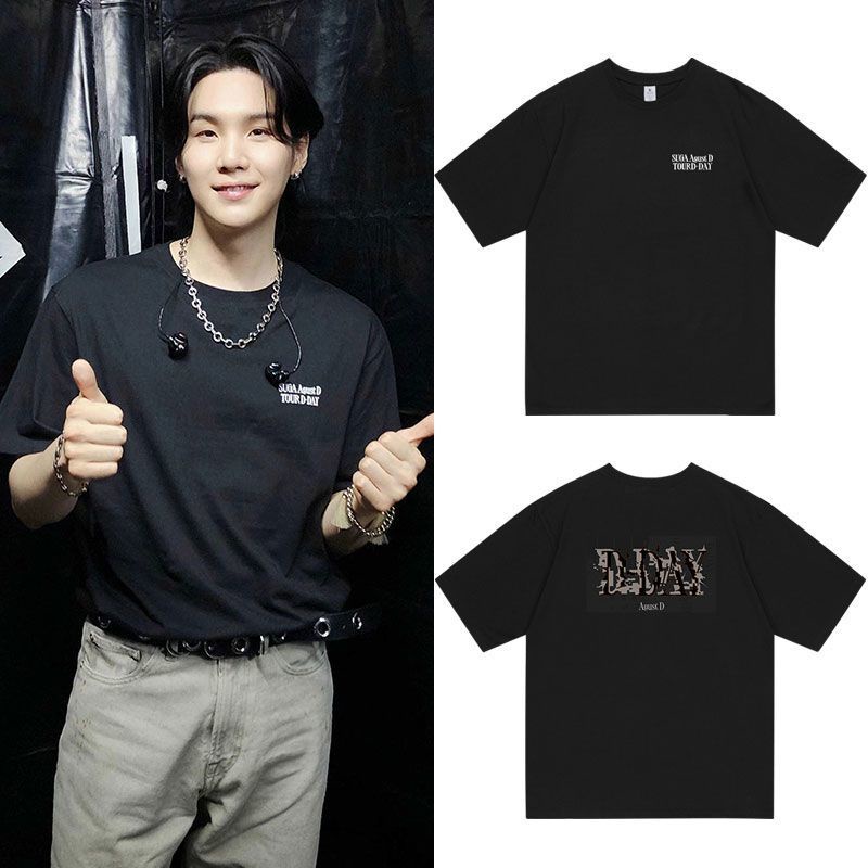 ยินดีต้อนรับ 3 เสื้อยืดแขนสั้นลําลอง คอกลม ผ้าฝ้าย พิมพ์ลาย KPOP Bangtan Boys SUGA AGUST D DAY TOUR 