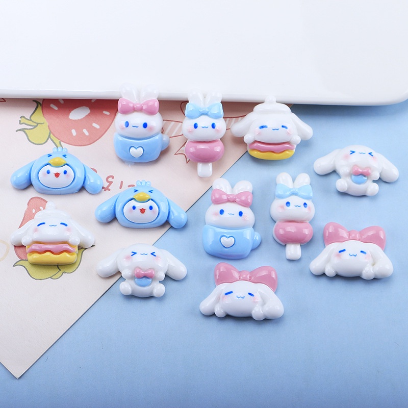 แผ่นกาวเรซิ่น รูปการ์ตูนสุนัข สีขาว แฮนด์เมด DIY สําหรับติดตกแต่งเคสโทรศัพท์ กิ๊บติดผม