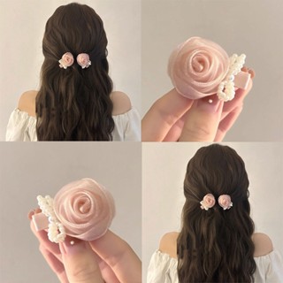 กิ๊บติดผม ประดับโบว์ และไข่มุก สีชมพู สําหรับผู้หญิง