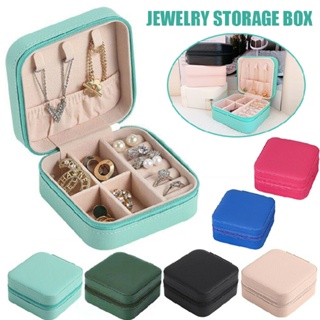 New 1pc Portable Jewelry Box Organizer Leather Jewelry Ornaments Case Storage