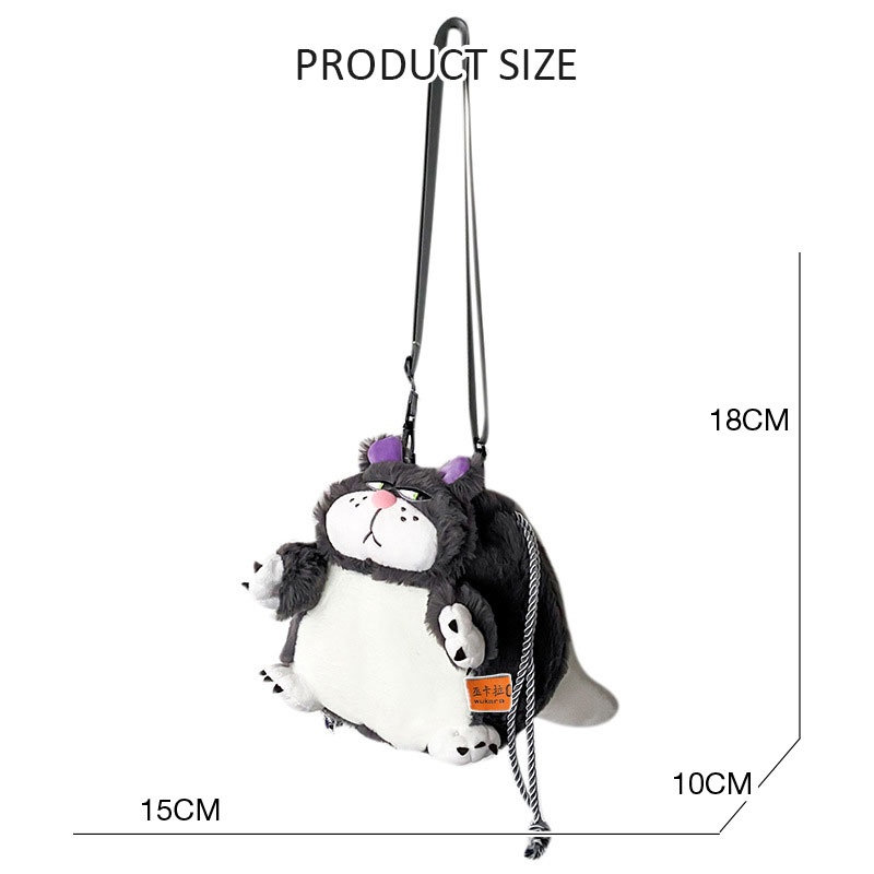 Mousoon กระเป๋าสะพายสุภาพสตรีน่ารักการ์ตูน Plush Lucifer Cat กระเป๋าสะพายข้าง