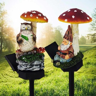 New Solar Light Mushroom Gnome Owl Garden Waterproof Landscape Decoration Light