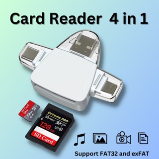 การ์ดหน่วยความจำ การ์ดรีดเดอร์ 4-in-1 Card Reader Mini USB 2.0 TF SD Card Slot for Lighting/Type-c