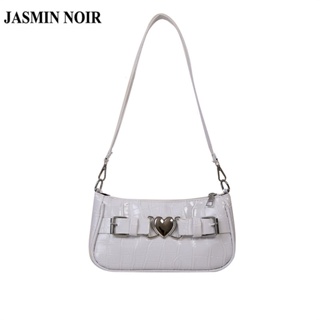 Jasmin NOIR กระเป๋าถือ กระเป๋าสะพายไหล่ หนัง PU ลายหนังจระเข้ โลหะ รูปหัวใจ แฟชั่นสําหรับสตรี