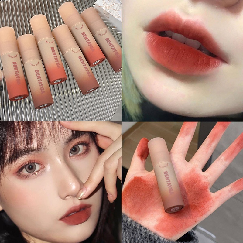 ลิปสติก ลิปกลอส เนื้อแมตต์กํามะหยี่ กันน้ํา ติดทนนาน 6 สี สําหรับผู้เริ่มต้นแต่งหน้า