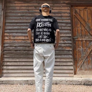 N8TE STUSSY style 100% COTTON TEE graffiti letters COTTON printed short-sleeved T-shirt trendy for men and women