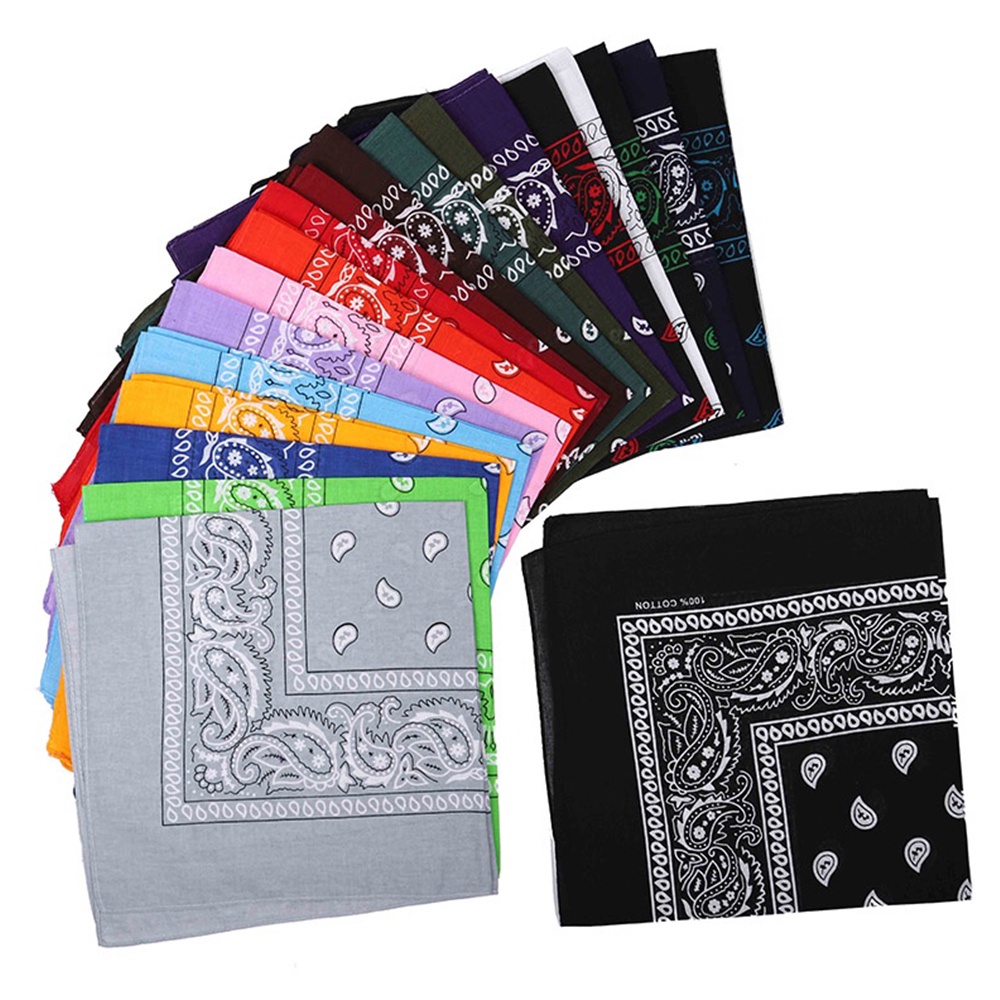 ผ้าพันคอผ้าโพลีเอสเตอร์ 100% ลาย Paisley Bandana สไตล์ฮิปฮอป คลาสสิก ขนาด 55x55 ซม. สีดํา แดง