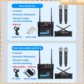 [Lslhj] คอนโซลผสมเสียง 4 ช่องทาง พร้อมไมโครโฟนไร้สาย USB EU