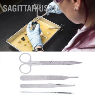 Sagittarius314 4Pcs ชุด Dissecting แหนบกรรไกรเข็มชุดตัวอย่างทางชีวภาพทำ Dissector นักเรียนห้องเรียน Lab เครื่องมือ