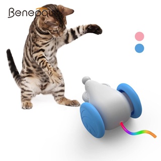 Benepaw ของเล่นแมวอัจฉริยะ แบบโต้ตอบ ไฟฟ้า ส่งเสียงดัง ไฟกระพริบ LED หางสัตว์เลี้ยง ลูกแมว เมาส์ออกกําลังกาย ชาร์จ USB