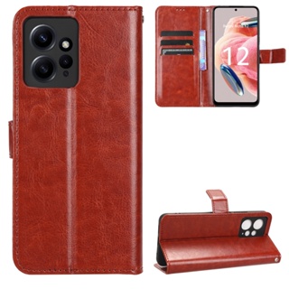 เคสโทรศัพท์หนัง PU ฝาพับ พร้อมช่องใส่บัตร สําหรับ Xiaomi Redmi 12 Redmi12 4G