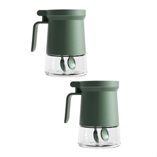 2pcs Home Restaurant Kitchen Mini Chili Salt Seasoning Storage With Spoons 630ml Sugar Bowl