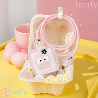 Lanfy เคสป้องกันที่ชาร์จ แบบนิ่ม ระบายอากาศ สีเขียว สําหรับสายชาร์จ USB 66w 88w