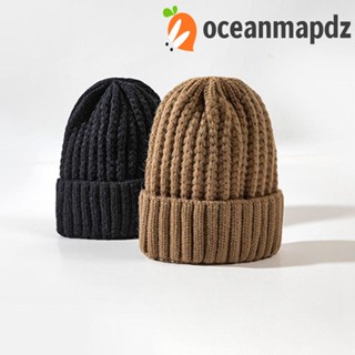 OCEANMAPDZ หมวกบีนนี่ ผ้าขนสัตว์ถัก เข้ากับทุกการแต่งกาย เรียบง่าย สีพื้น แฟชั่นฤดูใบไม้ร่วง สําหรับผู้หญิง