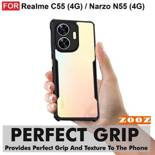 Realme C55 C53 C35 C33 C30 C30s real me Narzo N55 N53 Acrylic Back Pannel Hybrid TPU Edeges Case Shockproof Transparent Bumper Airbag Phone Cover Casing Shell