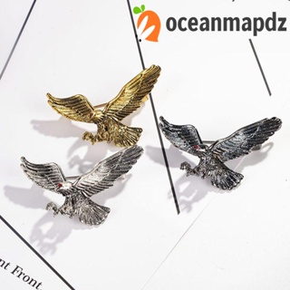 OCEANMAPDZ เข็มกลัดโลหะผสม รูปนกอินทรีย์ ประดับพลอยเทียม สไตล์วินเทจ สําหรับผู้ชาย