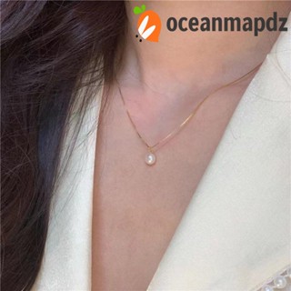 OCEANMAPDZ สร้อยคอมุก สีทอง เรียบง่าย จี้มุก หรูหรา หวานแหวว สําหรับผู้หญิง สไตล์เกาหลี สร้อยคอ