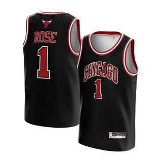 เสื้อกีฬาบาสเก็ตบอล NBA Jersey Derrick Rose Chicago Bulls สีดํา