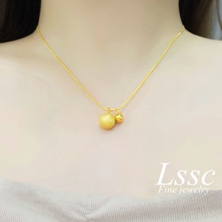 LSSC สร้อยสแตนเลส จี้ลูกบอล สร้อยคอเรียบๆสำหรับผู้หญิง 18k