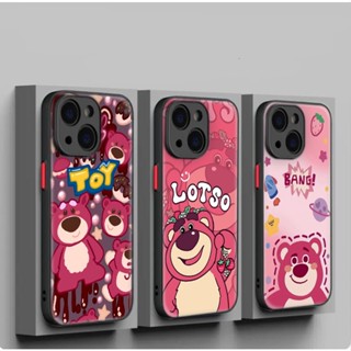 เคสโทรศัพท์มือถือนิ่ม กันเลนส์ ลายการ์ตูนหมีสตรอเบอร์รี่ สําหรับ iPhone 12 13 Plus 14 Pro Max 108WES