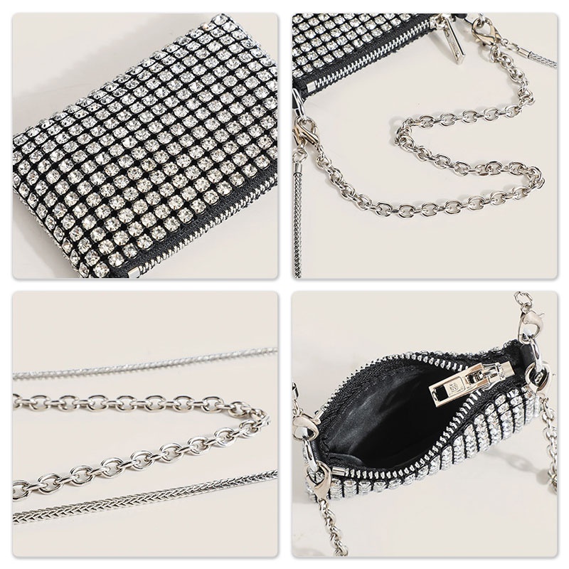 กระเป๋าสะพายไหล่ผู้หญิง Mousoon กระเป๋าคลัทช์ Rhinestone