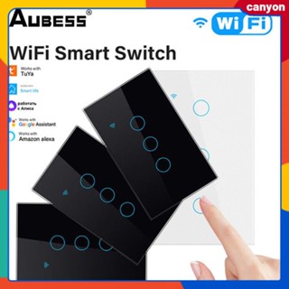 1/2/3/4 Gang Tuya Wifi Smart Switch Waterproof Wall Touch Switch สมาร์ทโฟน App Control รองรับ Voice Control ทำงานร่วมกับ Google Assistant canyon