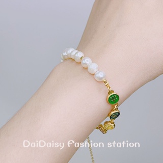 Daidaisy √♥ สร้อยข้อมือ ประดับไข่มุก สามารถปรับได้ แบบเรียบง่าย สไตล์จีน สําหรับผู้หญิง