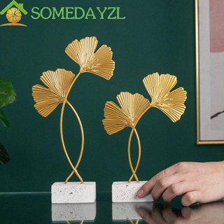 SOMEDAYZL รูปปั้นใบไม้เหล็ก สีทอง แบบสร้างสรรค์ สําหรับตกแต่งห้องนั่งเล่น ออฟฟิศ