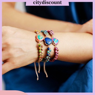 &lt;citydiscount&gt; สร้อยข้อมือ ลูกปัดสองชั้น รูปหัวใจ ปรับได้ แฮนด์เมด สําหรับผู้หญิง