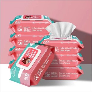 🍒Grace Thai🍒 กระดาษทิชชู่เปียก Baby Wipes กระดาษทิชชู่เปียก สูตรน้ำบริสุทธิ์ 1ห่อ80ชิ้น