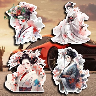 Earlfamily สติกเกอร์ไวนิล ลายอนิเมะญี่ปุ่น Geisha Samurai 13 ซม. สําหรับติดตกแต่งรถยนต์ RV