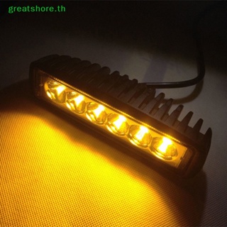 Greatshore ไฟตัดหมอก Led 6 ดวง 18W สีเหลือง สําหรับรถยนต์ รถบรรทุก ออฟโร้ด