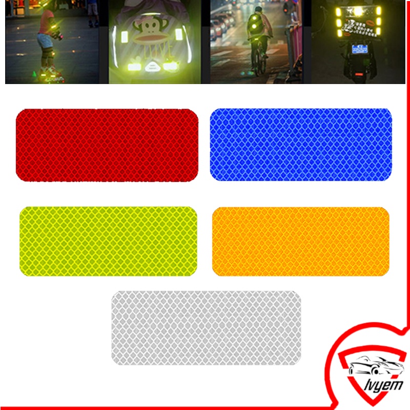 1/4PCS รถ/รถจักรยานยนต์คําเตือนสติกเกอร์สะท้อนแสงความปลอดภัยสติกเกอร์สะท้อนแสง Night การมองเห็นกาว Decals กันน้ําเทปสะท้อนแสงสติกเกอร์สําหรับรถยนต์รถจักรยานยนต์จักรยาน