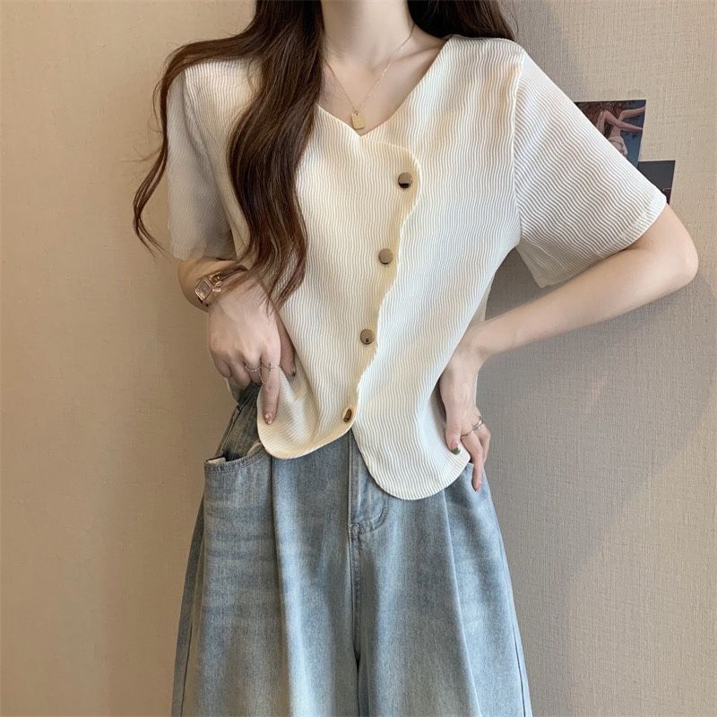 🍒Bee🍒 พลัสขนาดเสื้อผ้าผู้หญิงแขนสั้นใหม่เสื้อยืดผู้หญิงหลวม ๆ แนวโน้มด้านบน🍒(จัดส่ง 24 ชั่วโมง)🍒 - รูปที่ 4