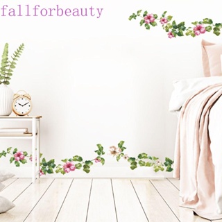 Fallforbeauty สติกเกอร์โปสเตอร์ ลายเถาวัลย์ดอกไม้ ใบไม้สีเขียว กันน้ํา ลอกออกได้ สําหรับติดตกแต่งผนังห้องน้ํา