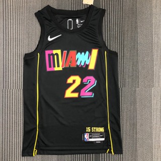 เสื้อกีฬาบาสเก็ตบอล ลายทีม NBA Miami Heat Jimmy Butler 2022 สีดํา สําหรับผู้ชาย 278710