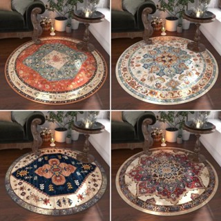 พรมปูพื้น ทรงกลม ประดับคริสตัล แบบหนา สไตล์อเมริกันวินเทจ สํ…