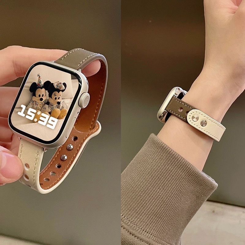 สายนาฬิกาข้อมือหนัง แบบบางพิเศษ สําหรับ Apple Watch ultra band 49 มม. series 7 8 41 45 มม. correa 38 42 มม. iWatch SE 6 5 4 3 40 มม. 44 มม.