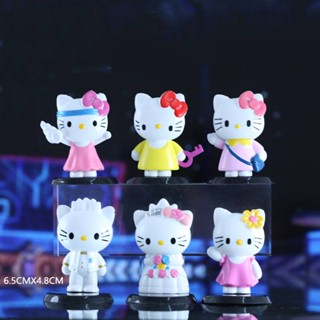 Ellen โมเดลฟิกเกอร์ Sanrio Hello Kitty สีชมพู 6 ชิ้น สําหรับเด็ก
