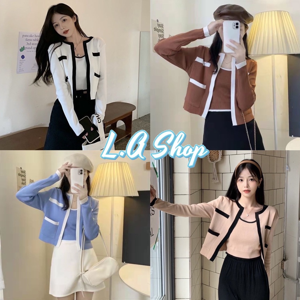 L.A Shop​ ​พร้อมส่ง​ ​เซ็ท เสื้อกล้าม+เสื้อคลุมไหมพรม ผ้านิ่มใส่สบายมากมี3สีน่ารัก (3030+3031-C/3031+3030-1)