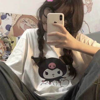 เสื้อยืดแขนสั้น แขนห้าส่วน พิมพ์ลายการ์ตูนอนิเมะ Kuromi น่ารัก เหมาะกับของขวัญวันเกิด แฟชั่นฤดูร้อน สําหรับผู้หญิง