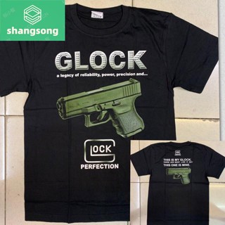 เสื้อยืดสําหรับผู้ชาย❦I.Men 3D glock 19 ออสเตรียร็อคออกมาพร้อมกับ glock ของคุณปิดปืนพิมพ์ผู้ชาย shangsong