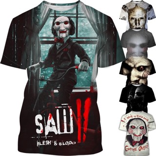 ใหม่ เสื้อยืดลําลอง แขนสั้น พิมพ์ลาย Billy Is A Puppet - Saw Horror Movie Scary Character 3D แฟชั่นสําหรับผู้ชาย ผู้หญิง