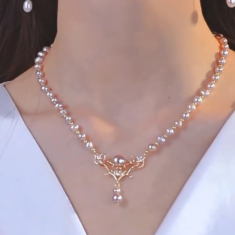 สร้อยคอมุกใหม่กระดูกไหปลาร้าโซ่กวางสร้อยคอผู้หญิง