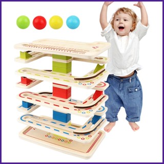 Montessori Trackers Drop and Roll Tower พร้อม 8-Tier และ 4 s Ramp Whirling Tower Game ของเล่นสําหรับเด็กวัยหัดเดิน 1-3 playth