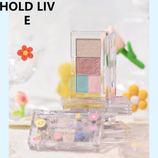 Hold LIVE อายแชโดว์ Quad Disk เนื้อแมตต์ ประกายมุก สีเทา ขนาดเล็ก แบบพกพา
