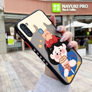 เคสโทรศัพท์มือถือแบบแข็ง ใส บาง กันกระแทก ลายการ์ตูนชานมไข่มุก สําหรับ Samsung galaxy A11 M11