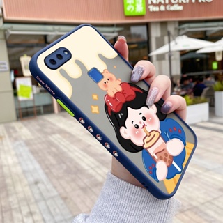 เคสโทรศัพท์มือถือแบบแข็ง ใส กันกระแทก ลายการ์ตูนเด็กผู้หญิงชานม มีลายด้านข้าง สําหรับ vivo x20 x21 x21i x21 ud