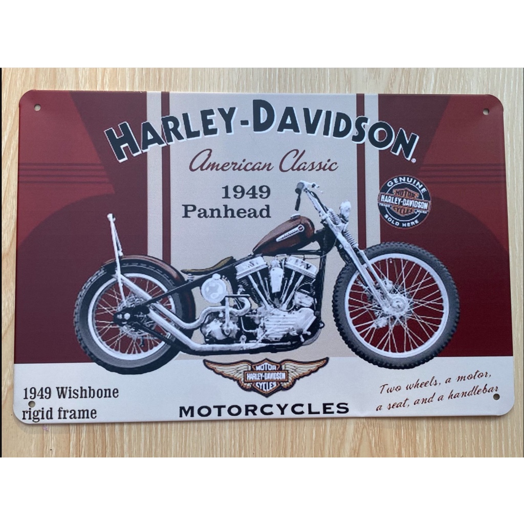 Harley Davidson 1949 ป้ายดีบุก Panhead 20*30 ซม