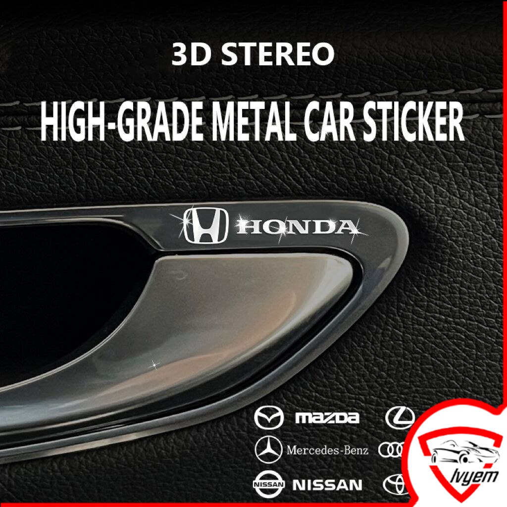 1ชิ้น4.5เซนติเมตร3ง โลโก้รถสติกเกอร์โลหะภายในรถพวงมาลัยควบคุมกลางแดชบอร์ดรถรูปลอกพรีเมี่ยมส่วนบุคคลโลหะสติกเกอร์รถ
